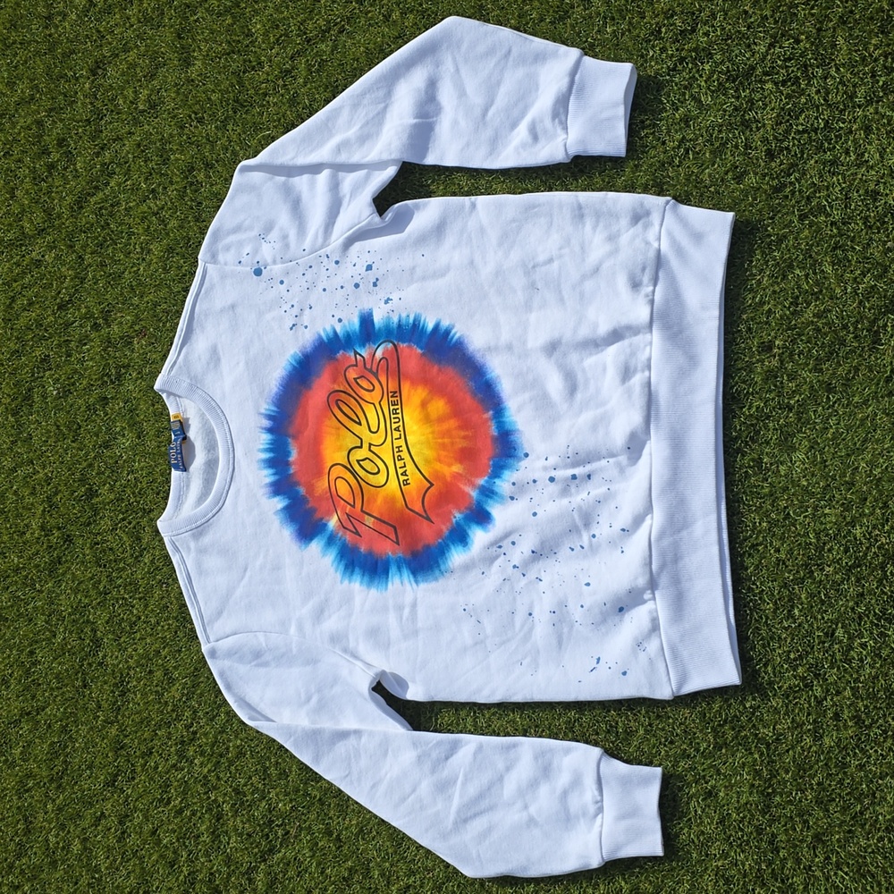 Polo by Ralph Lauren White Tie-Dye Sweater